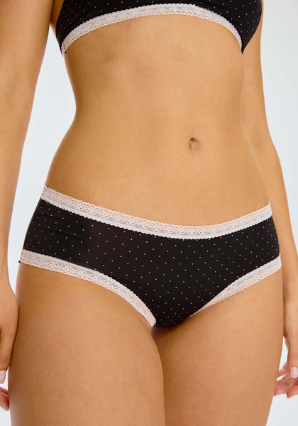 Blush The Micro Lace Trim Hipster - Pin Dot