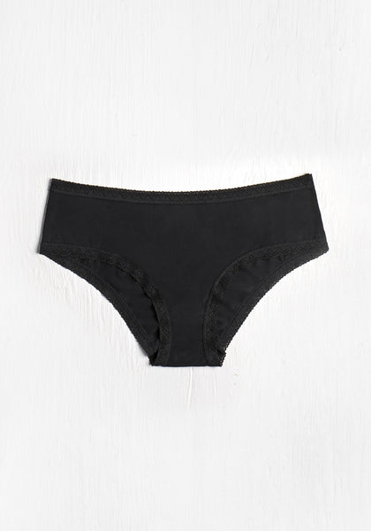 Blush Black Lace Trim Hipster