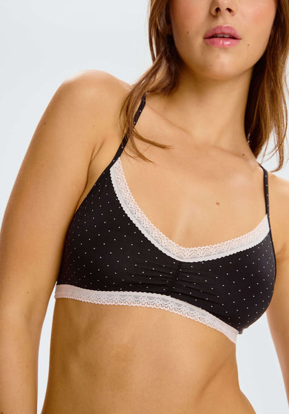 Blush The Micro Lace Trim Bralette - Pin Dot