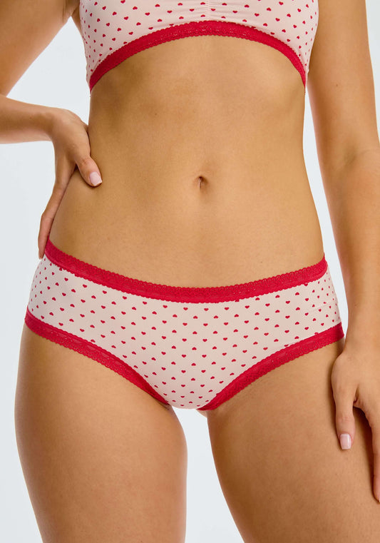 Blush The Micro Lace Trim Hipster - Hearts