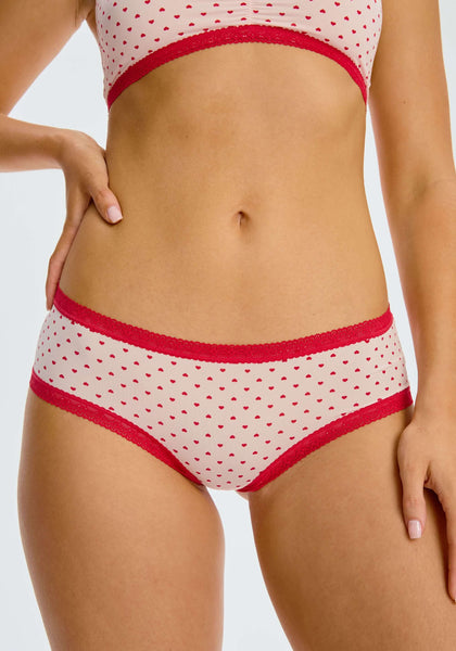 Blush The Micro Lace Trim Hipster - Hearts