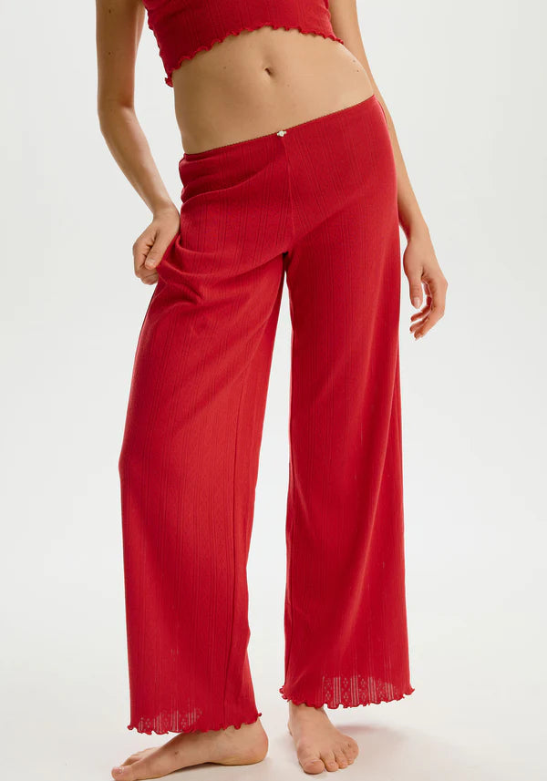 Blush Dream Cotton Pointelle - Red Pant