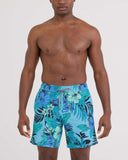 Classic Swim Trucks 7” with Liner – Hibiscus Jungle Indigo