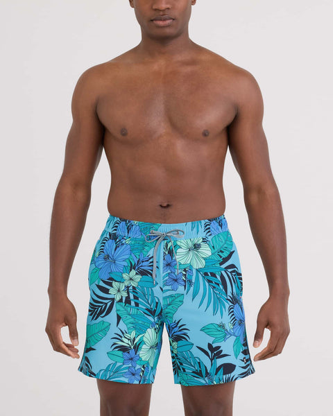 Classic Swim Trucks 7” with Liner – Hibiscus Jungle Indigo