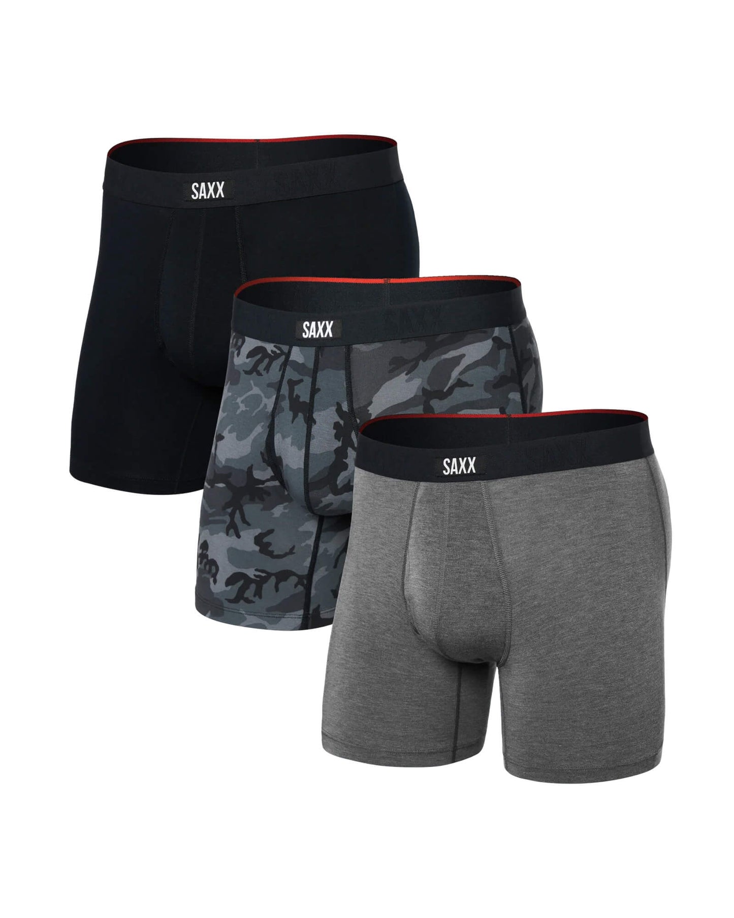 SAXX Vibe Xtra Soft Comfort (3 Pack) – Wood Camo/Grey Heather/Black