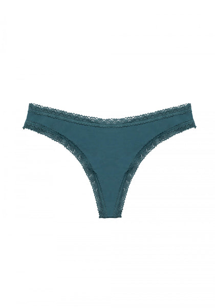 Blush Micro Lace Trim Ocean Thong