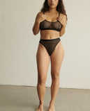 Blush Haze High Leg Bikini Fishnet Black