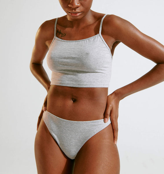 Blush The Cotton Low Rise Thong Heather Grey