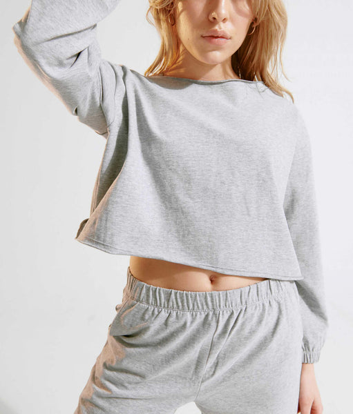 Blush The Cozy Crop Sweatshirt Heather Grey