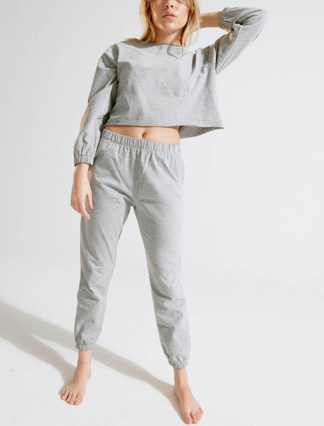 Blush The Cozy Crop Sweatshirt Heather Grey