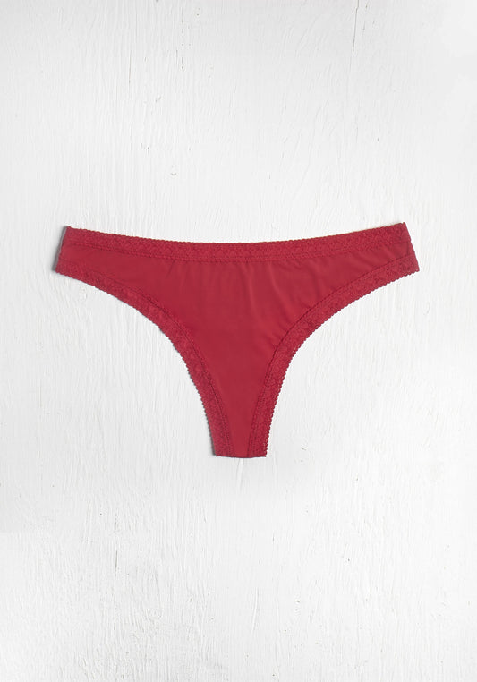 Blush Red Micro Lace Thong
