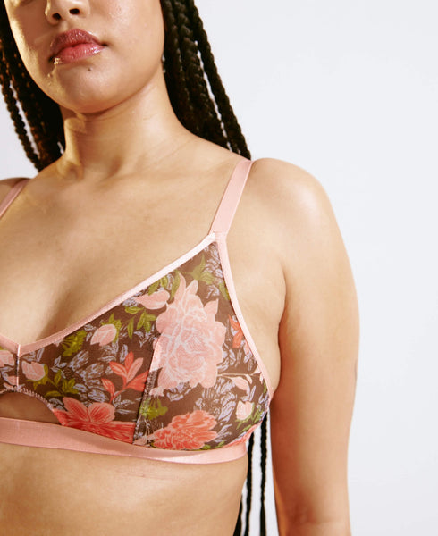 Unpadded Flower Appliqué Bralette